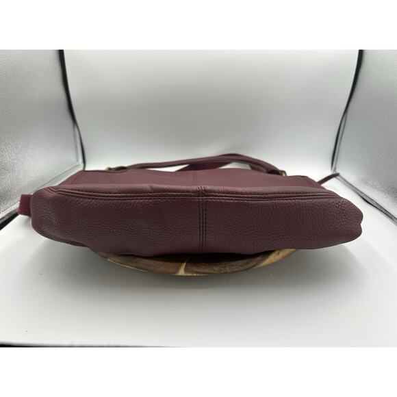 Fossil Handbag Purse Purple Pebble Leather Crossbody Or Shoulder Zip Boho Chic - Picture 3 of 16